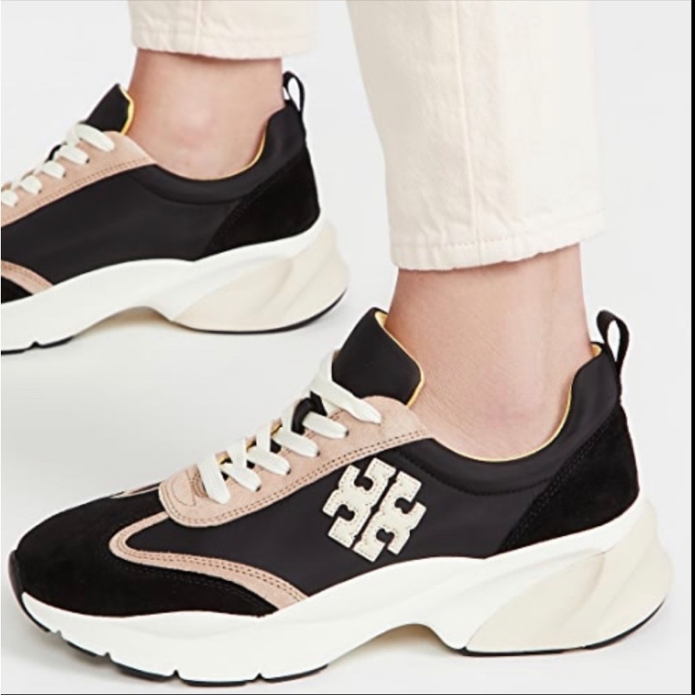 Tory Burch GOOD LUCK TRAINER Black and Cream Size 6.5